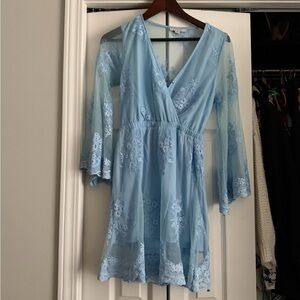 FAVLUX Soft Blue Lace Dress